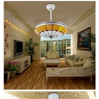 Tiffany fashion modern ceiling chandelier fan lamp 42inch chandelier fan light minimalist bedroom Mediterranean chandelier fan