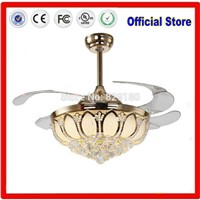 K9 Modern Ceiling Fan Crystal Ventilador De Teto Remote Control With Lights Invisiable LED Folding Ceiling Fan Dining Room Lamp