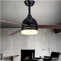 Black and white leaf fan lights 48 Inch dining room ceiling fan lamp remote control LED lamp fan mail package library