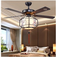 2017 Chinese restaurant fan chandelier LED fan chandelier fan lamp Chinese style living room bedroom fans with remote control