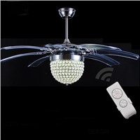 Ceiling fan light off the ceiling fan light folding antique modern minimalist fashion restaurant invisible mute control ZH FS6