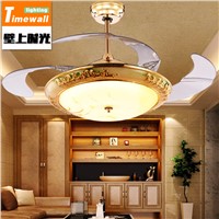 European stealth fan lamp chandelier crystal glass fan lamp living room dining room bedroom quiet fan lamp