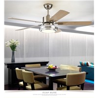 Ceiling fan LED lamp personality restaurant bedroom living room ceiling fan lamp iron fan leaf shipping Wall control ZA