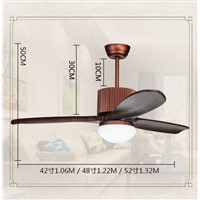 European 48inch retro dining room fan light living room fan lamp chandelier fan LED North American remote control fan chandelier