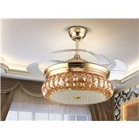 Fan lights fan chandelier lights crystal restaurant Euro modern minimalist LED fan chandelier fan lights 42inch Remote control