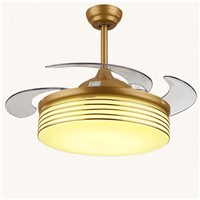 Modern Luxurious Crystal Mute Invisible Led Ceiling Fans Light for living room Dining Room Bedroom Restaurant 42 inches 1581