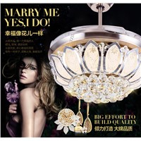 42inch Fan crystal ceiling chandelier fan lights living room dining room Minimalism modern fan with LED ceiling chandelier