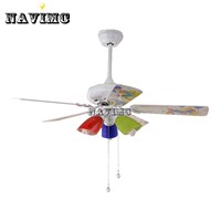 Colorful Ceiling Fan With Light Kits For Children Room Coffee House Living Room Lamp 42 inch Stainless Steel Fan Fixture