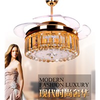 42inch ceiling fan light modern minimalist LED Crystal Fan light stealth restaurant high-end fashion bedroom fan ceiling lights