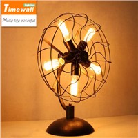 The dining room bedroom bedside lamp dimming simple personality American retro fan small decorative lamp