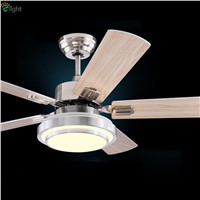 Modern Wood/Steel Leaf Led Ceiling Fans Lustre Chrome Dining Room Led Ceiling Fan Lamp Dimmable Ceiling Fan Lighting Fixtures