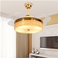 LED Hidden Blade Crystal Acrylic Stainless Steel Ceiling Fan LED Lamp.LED Light.Ceiling Lights.LED Ceiling Light.Ceiling Lamp