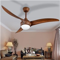 52 inch LED Brown Blade DC village ceiling fans with lights minimalist dining room living room ceiling fan with remote control