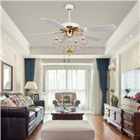 Luxury crystal fan light ceiling fans candle ceiling fan lights modern minimalist living room dining room bedroom fans 52inch