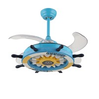 36inch 42inch LED Cartoon creative rudder remote control invisible ceiling fan lamp children&amp;amp;#39;s room with electric fan boy g