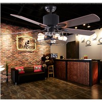 52SW-3013 52 Inch Loft Fan Chandelier Retro Dining Room Household Electric Fan Mute LED Remote Leaf Fan Lamp 220v 60W Hot Sale