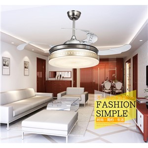 Living room dining room ceiling chandelier fan lights LED ceiling chandelier retractable Golden fan lamp chandelier controller