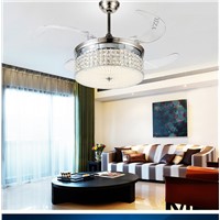Crystal ceiling chandelier fans living room led remote control restaurant bedroom ceiling chandelier fan invisible fan lights