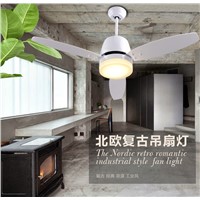 Ceiling pendant fan light Loft simple American village restaurant warehouse Fan light ceiling pendant remote control living room