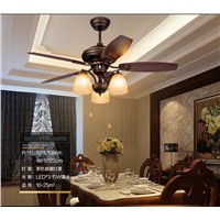 American rustic retro Fan chandelier fan lights living room dining room bedroom wooden leaf chandelier fans with remote control