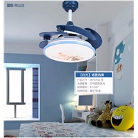 Modern children&amp;amp;#39;s room blue pink cartoon fan lights,Adjustable 4 kinds of color