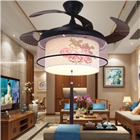 New Arrival 220v / 110v 70W Mute Ceiling Fan Lights 52SW-1045 Gold Peony LED Variable Light Fan+ Remote Control