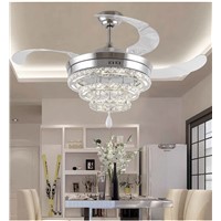 LED Crystal stealth ceiling fan lights living room minimalist restaurant modern fan light crystal lighting 42inch