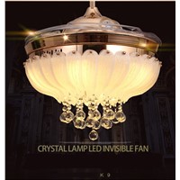 LED Crystal ceiling fan stealth fan light ceiling living room restaurant folded modern simple fashion fans with remote control