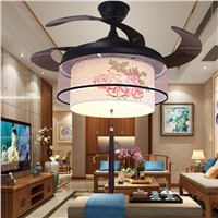 New Arrival 220v / 110v 70W Mute Ceiling Fan Lights 52SW-1045 Gold Peony LED Variable Fan Lamp+ Remote Control