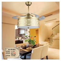 42inch copper colored stealth pendant ceiling fan lights LED study of Chinese style living room bedroom invisible ceiling fans