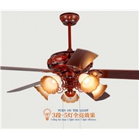 Chinese antique pendant fan light dining room bedroom living room 52inch leaves muted red fan pendant light with remote control