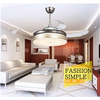 Living room dining room ceiling fans 42inch LED ceiling fan lights retractable Golden fan lamps ceiling with remote control