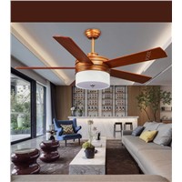 52inch remote control Solid wood five-leaf ceiling fan lights LED ceiling fan dining room fan lamp ceiling simple bedroom fans