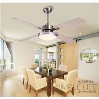 Fan light wooden/stainless steel leaves modern minimalist dining room living room ceiling fan lights LED ceiling fan 42inch
