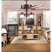 American rustic living room chandelier fan lights restaurant European antique Fan light chandelier vintage fan With LED lights