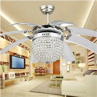 42 inch 36W LED Crystal fan lights living room modern fan with remote control Ceiling Fans 110V 220V Ceiling Fans free shipping