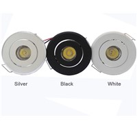 1W Led spotlight with Drivers AC85-265V Showcase Jewery Cabinet Lighting Black White Silver shell Nature white 2pcs/lot