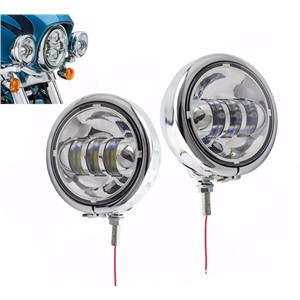 Motorcycle fog Chrome Auxiliary Fog Passing Lights &amp; Housing For Harley Touring Softail Daymaker Fog Lights Projector Spotlight