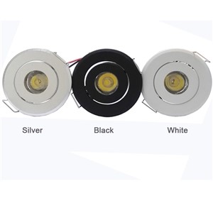 1W Led spotlight with Drivers AC85-265V Showcase Jewery Cabinet Lighting Black White Silver shell Nature white 2pcs/lot