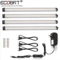 ECOBRT LED Under Cabinet Lighting 960lm Total of 12W 4 Panel Kit All Accessories Included 12V LED Closet Light Fixtures 4 pack