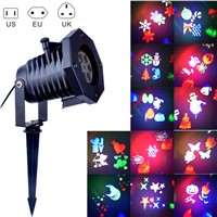 12 Color Christmas Halloween Projection LED Landscape Projection Spotlight Outdoor/Indoor Holiday Decor Lamp --M25