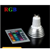 Wholesale 3W RGB LED Spotlight GU10 E27//E14/MR16 16 colour High Tech LED Lamp Spot light + IR remote control Free shipping