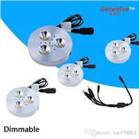 HOT selling 4pcs DC 12v 3W LED Puck/Cabinet Light,LED spotlight+35cm connect wire,free shipping.