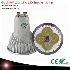 LED Spotlight GU10 High quality led bulb 9W 12W 15W Warm White / CooL White 110V-240V Ultra Bright GU 10 LED LAMP