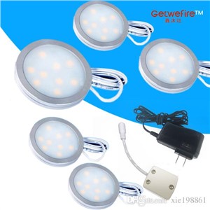 Free input 12v 5pcs 1.8W LED Puck/Cabinet Light,LED spotlight+1pcs connector line+12v 0.5a power