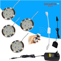 Dimmable 3-5pcs DC 12v 1.8W LED Puck/Cabinet Light,LED spotlight+1 connect wire +12v 12A RF led dimmer+12v 2a adapter