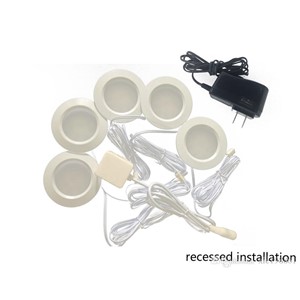 Recessed installation DC 12v 5pcs/lots 3W LED Puck/Cabinet Light,LED spotlight with 15pcs 2835 leds,white shell.