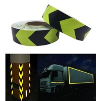5CM x 25M Fluorescent yellow arrow PET Reflective Tape Reflective Safety Warning Tape for car