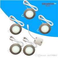 Recessed installation DC 12v 5pcs/lots 1.5W LED Puck/Cabinet Light,LED spotlight with 18pcs 3528 leds,Milky cover+1pc connector