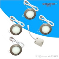 Recessed installation DC 12v 4pcs/lots 1.5W LED Puck/Cabinet Light,LED spotlight &amp;amp;amp;18pc 3528 led,Milky cover+1pcs connector wire